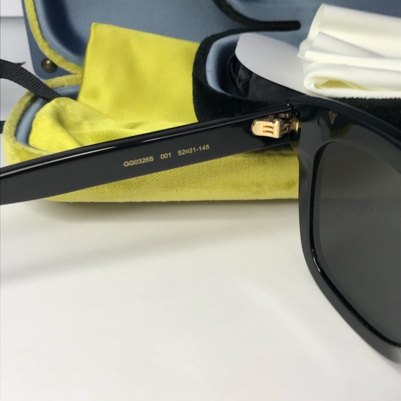 Gucci unisex Urban GG0326S GG/0326/S 001 Black Fashion Square Sunglasses 52mm - Picture 15 of 15